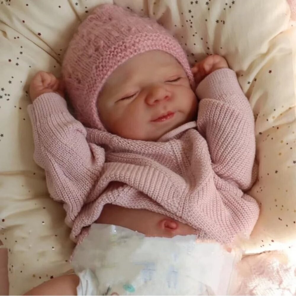 🆕18Inch Full Vinyl Body Baby Dolls Pink-pascale Girl with Closed Eyes Doll